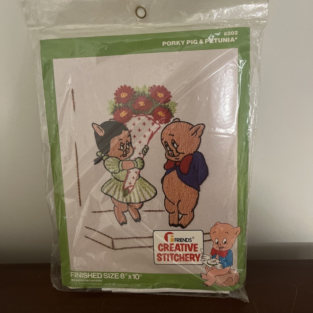 Vintage 1978 Porky‎ Pig Creative Stitchery Looney Toons Crewel Kit Sealed